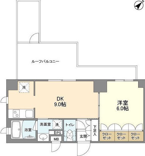バウスフラッツ品川大井町 408号室 間取り図 1DK
