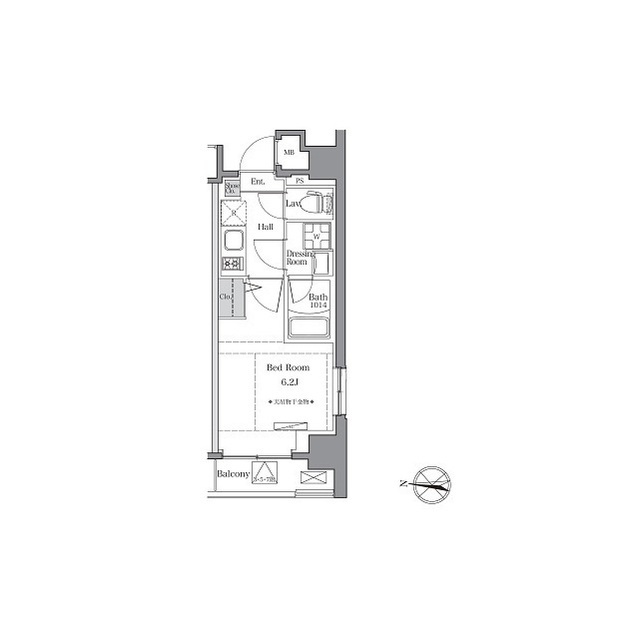 BluRock東品川 205号室 間取り図 1K