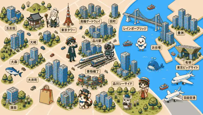 品川シーサイド周辺 エリア紹介イラストマップ