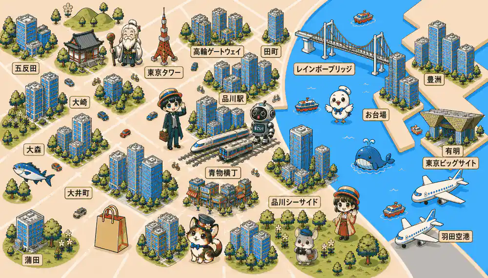品川シーサイド周辺 エリア紹介イラストマップ