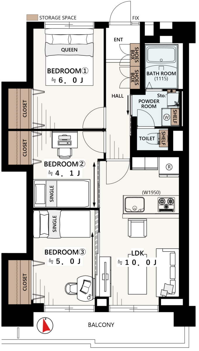 給田南住宅2号棟 間取り図