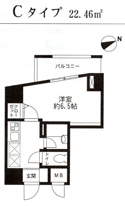 レジディア東品川 905号室 間取り図 1K