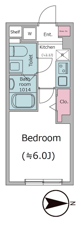 レジディア武蔵小山 104号室 間取り図 1K