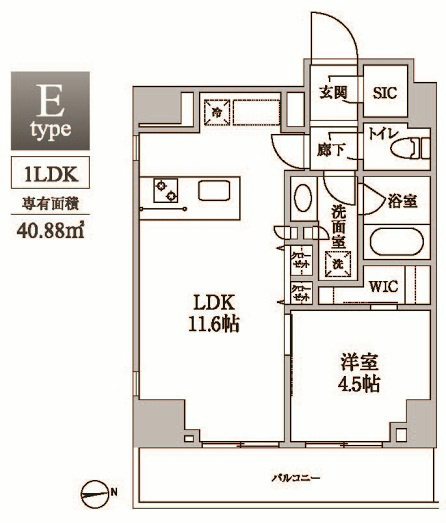 レジディア中延Ⅱ 1202号室 間取り図 1LDK