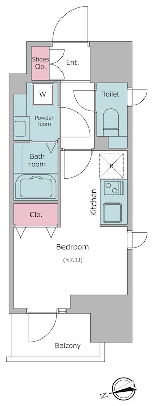 レジディア大森Ⅱ 1304号室 間取り図 1R