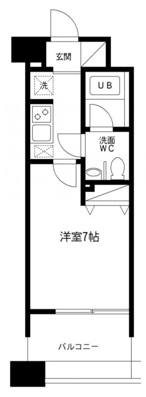 レジディア島津山 1306号室 間取り図 1K