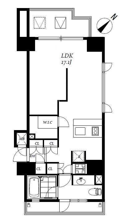 レジディア品川 404号室 間取り図 1LDK