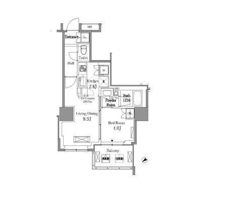 レジディアタワー目黒不動前 2001号室 間取り図 1LDK