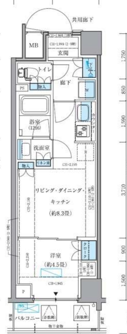 パークアクシス品川シーサイド 102号室 間取り図 1LDK