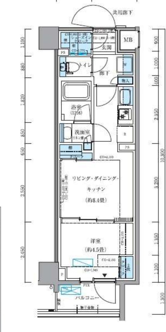 パークアクシス品川シーサイド 103号室 間取り図 1LDK
