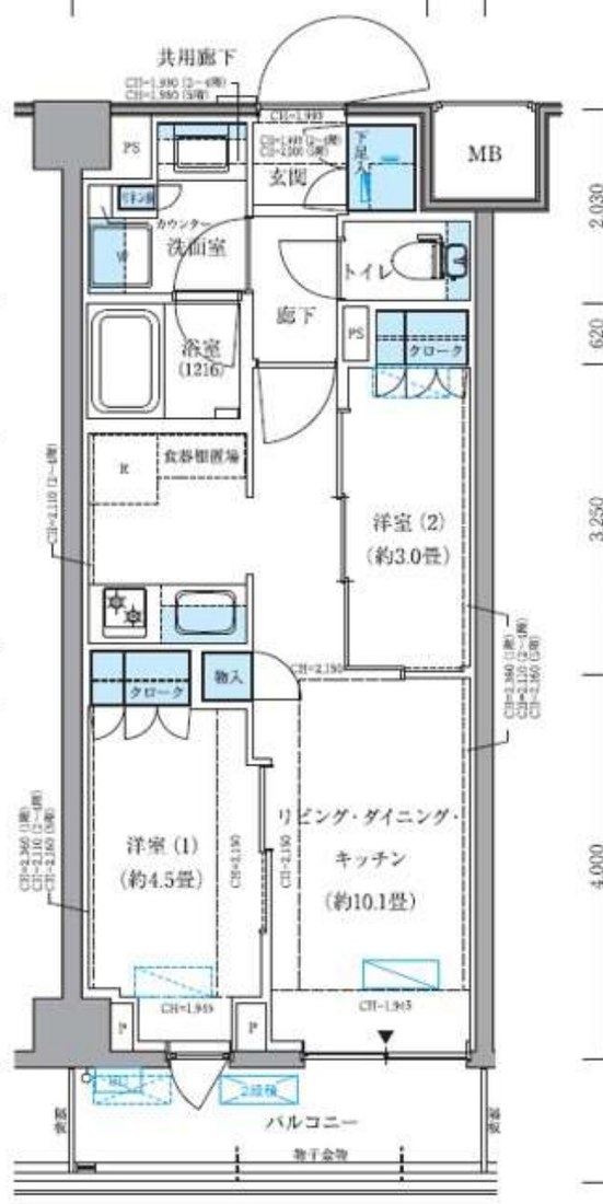 パークアクシス品川シーサイド 105号室 間取り図 2LDK