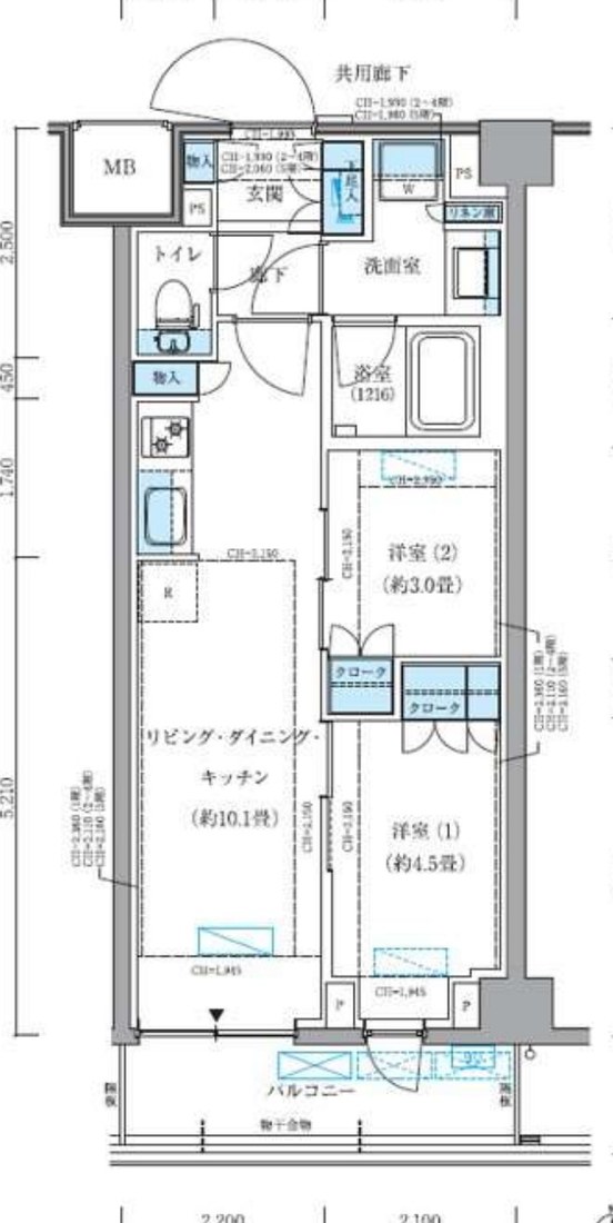 パークアクシス品川シーサイド 106号室 間取り図 2LDK