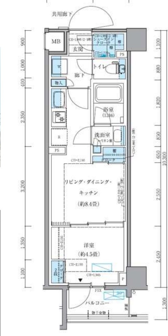 パークアクシス品川シーサイド 110号室 間取り図 1LDK