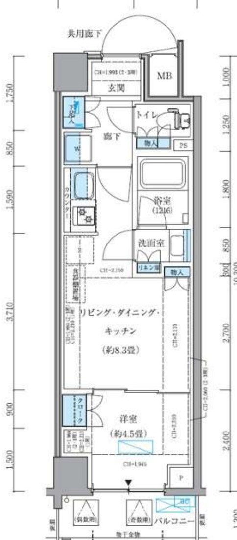 パークアクシス品川シーサイド 111号室 間取り図 1LDK