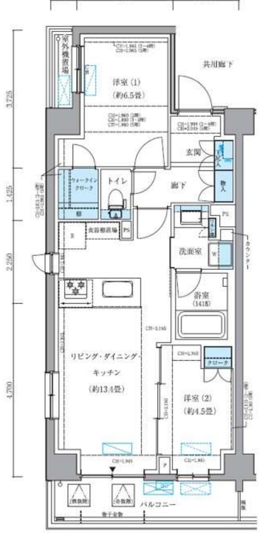 パークアクシス品川シーサイド 204号室 間取り図 2LDK