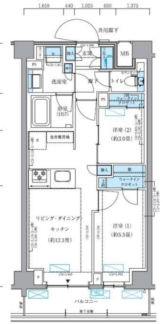 パークアクシス品川シーサイド 205号室 間取り図 2LDK