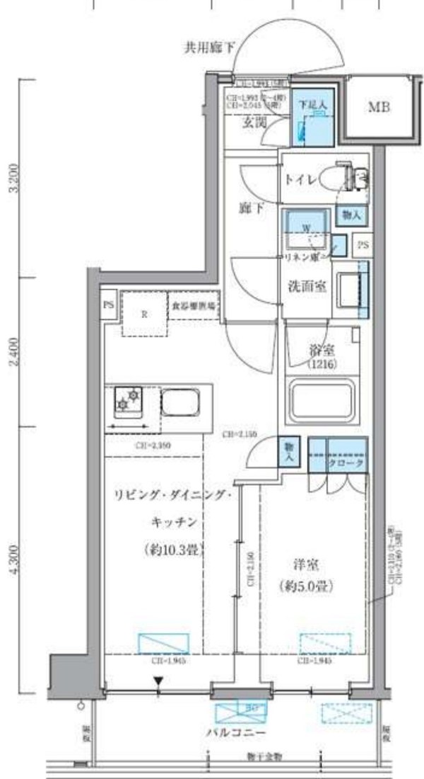 パークアクシス品川シーサイド 206号室 間取り図 1LDK