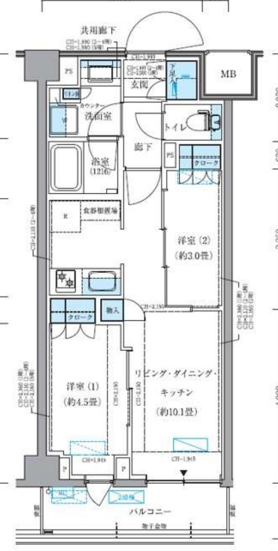 パークアクシス品川シーサイド 310号室 間取り図 2LDK