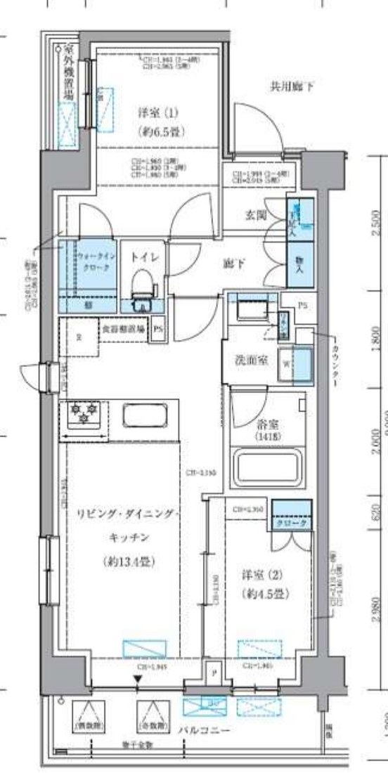 パークアクシス品川シーサイド 402号室 間取り図 2LDK