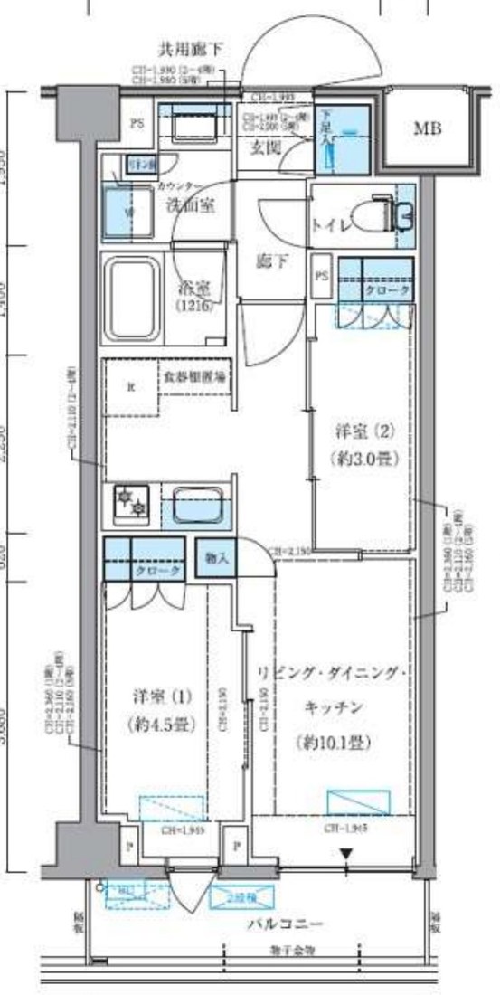 パークアクシス品川シーサイド 406号室 間取り図 2LDK