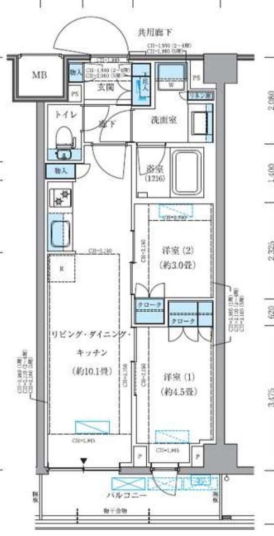 パークアクシス品川シーサイド 407号室 間取り図 2LDK