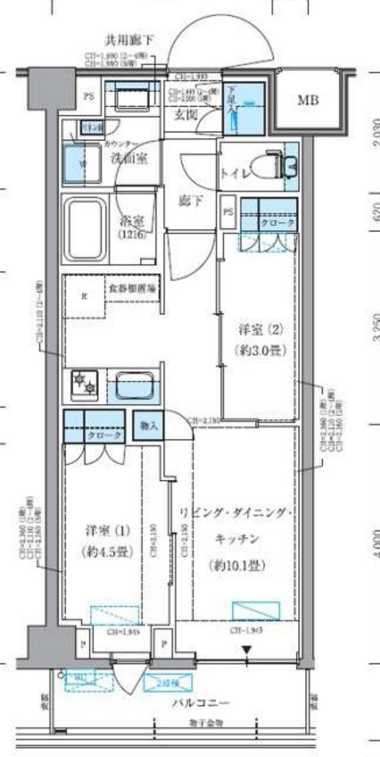 パークアクシス品川シーサイド 408号室 間取り図 2LDK