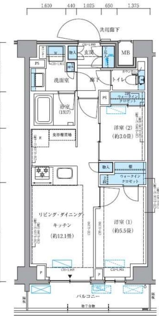 パークアクシス品川シーサイド 502号室 間取り図 2LDK
