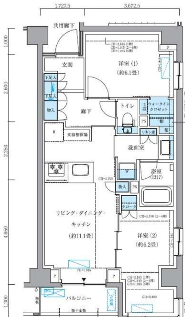 パークアクシス品川シーサイド 509号室 間取り図 2LDK